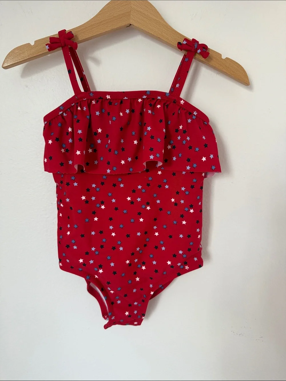 Oshkosh B’gosh Red Star Print Ruffle One-Piece Swimsuit 4th of July Baby